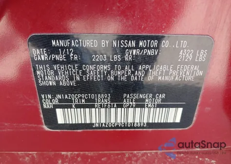 2012 Nissan Leaf Sv from USA, damaged, VIN JN1AZ0CP9CT018893